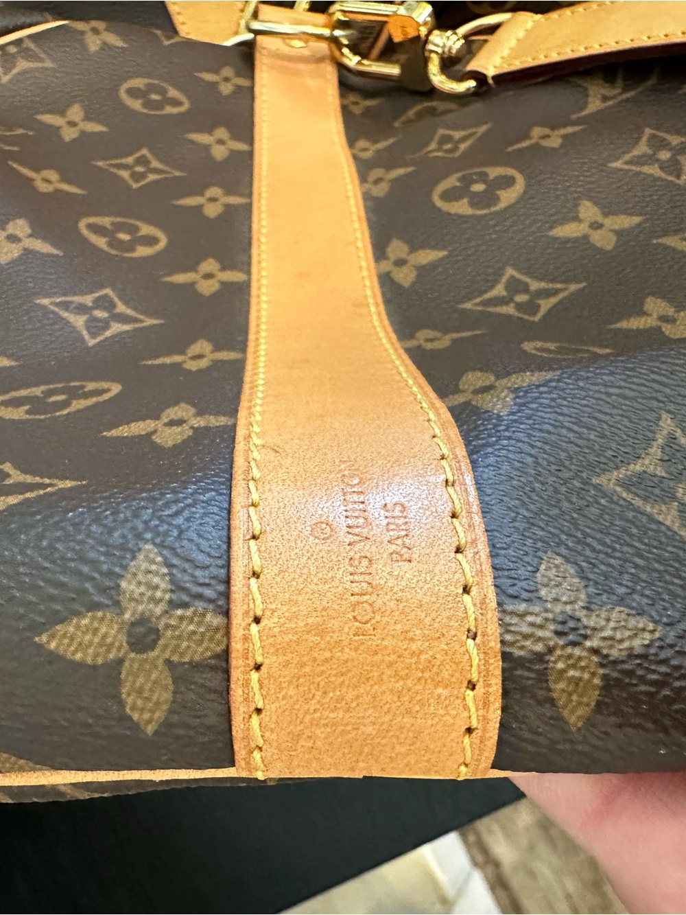 Authentic Louis Vuitton Brown Monogram Duffel with Tan Leather Trims size 55 - Picture 16 of 16